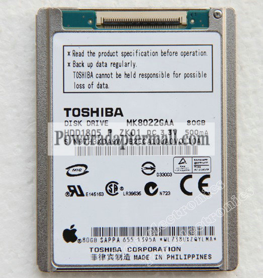 1.8 inch TOSHIBA 80GB MK8022GAA Hard Drive for iPod Classic 6th - Click Image to Close